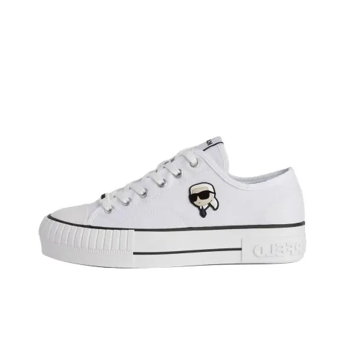 KARL LAGERFELD IKON Max Campus Low Top Canvas Shoes Women's White
