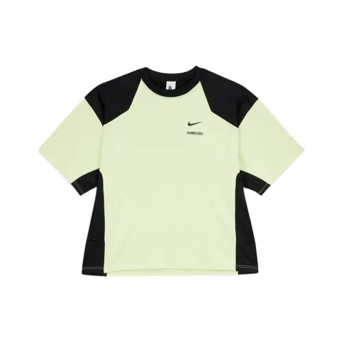 Nike x AMBUSH Рукав с спущенным плечом T-рубашка Женская Черная с Желтым Версия для США