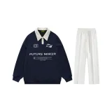 Комплект (Темно-синий топ + белые штаны)