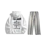 Комплект одежды (Белый свитшот + Светло-синие джинсы)