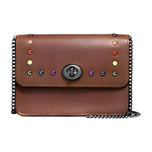 COACH Bowery Покрытый холст с кожей сумка через плечо маленькая женская коричневый