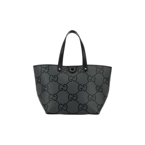 GUCCI Jumbo GG Кожа Тоут Сумка Сумка для покупок Сумка Мужская Черная Серый