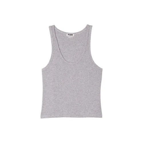 Victoria's Secret Розовый РИББЕД Модал СКООП Танк С принтом Майка Женская Серый