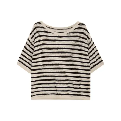 Journey Originals T-Рубашка Женская Классическая Абрикос Черный Полосы