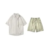 Set (Рубашка с полосами Mickey + Желтые грязные шорты)