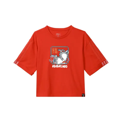 ADIDAS NEO x MY Король Mansleep adidas neo CNY Collection Рукав с оборванным плечом T-рубашка Женская Красная