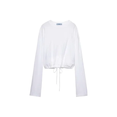 PRADA Т-рубашка с оборванным плечом Женская Белая