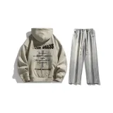 Комплект одежды (Светлый кофейный свитшот + Светло-синие джинсы)