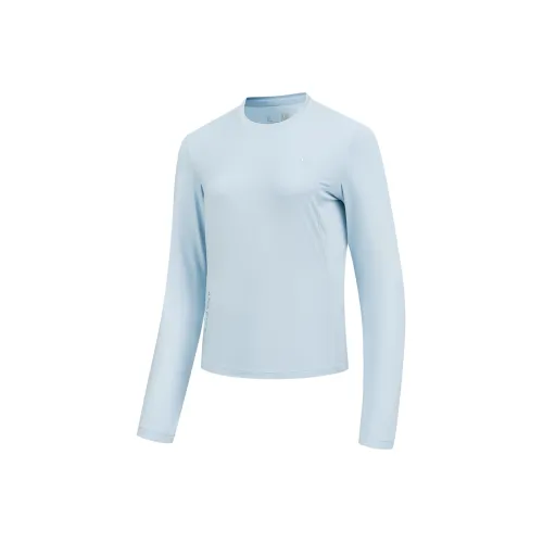 QIAODAN Длинный рукав T-рубашка Женская Пена Синий