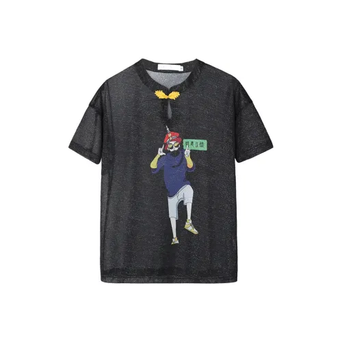 JK JS Прямой крой T-рубашка Женская Ночная время Черный