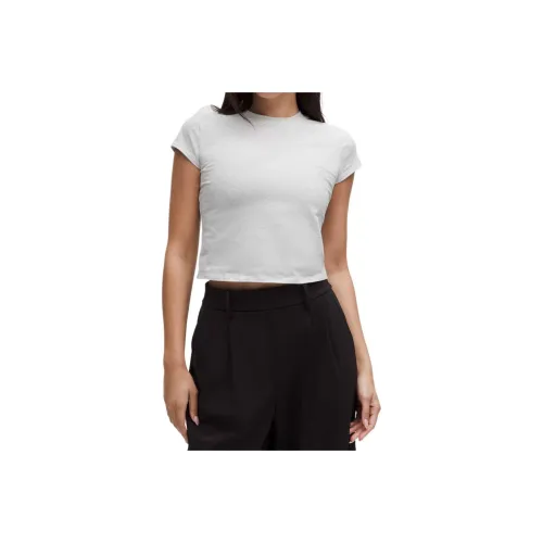 lululemon Стандартная футболка для женщин сверхсветло-серый цвет с меланжевым оттенком серия Core Ultra Light GREY