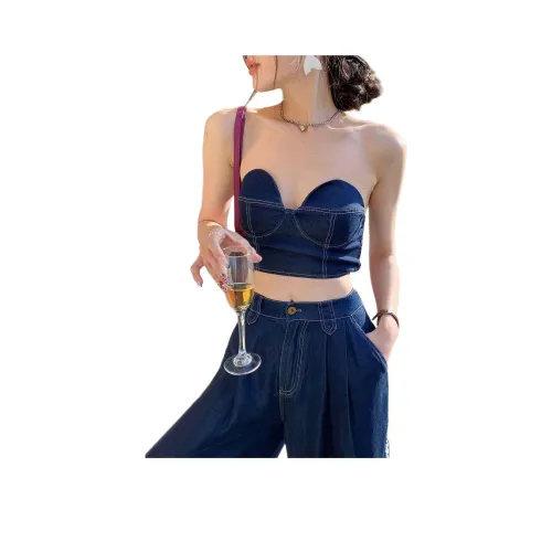 NANING9 Майка Женская Темно-синяя