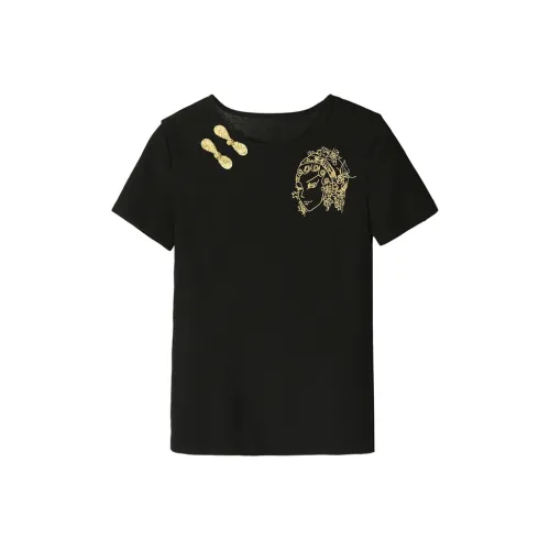 JK JS Прямой крой T-рубашка Женская Черная