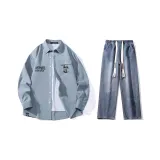 Set (Light Blue Shirt + Dark Blue Jeans)  
Комплект (Светло-синяя рубашка + Темно-синие джинсы)