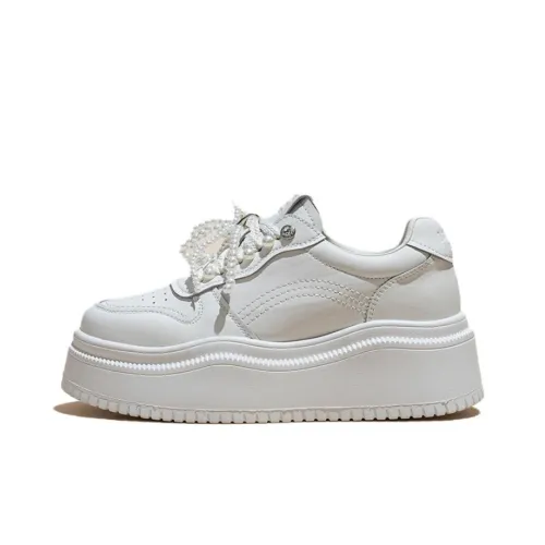 BENZI Легкие Дышащие Увеличивающие Высоту Низкие Кроссовки для Скейтбординга Женские Белые