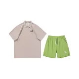 Хаки рубашка с коротким рукавом + неоновые зеленые шорты