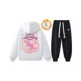 Флисовая подкладка, термический, белый свитшот, комплект