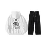 Комплект одежды (Белый свитшот + Черные штаны)