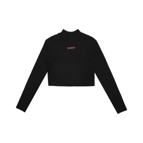 NERDY Длинный рукав Т-рубашка Женская Черная