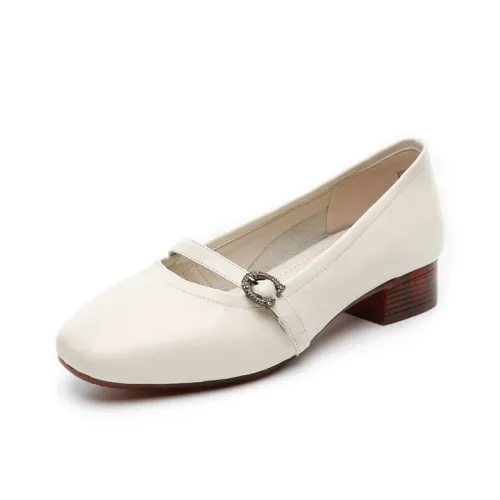 RED DRAGONFLY Квадратный каблук Туфли Мэри Джейн Женские Белые