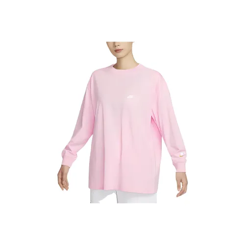 nike Рукав с спущенным плечом Длинный рукав Т-рубашка Женская Розовая