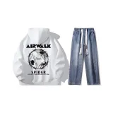 Комплект (Белый топ + Темно-синие джинсы)