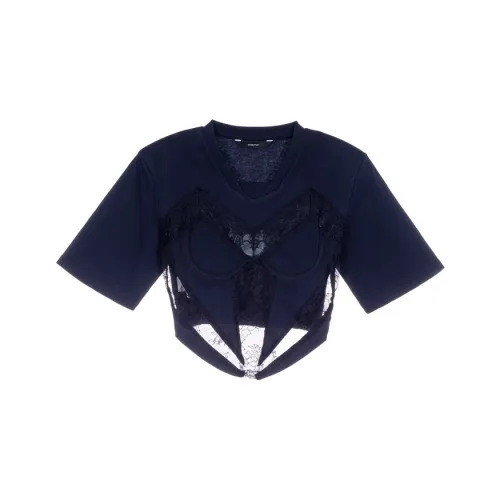 PushBUTTON T-Shirt Женская Темно-синяя
