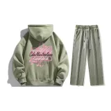 Комплект одежды (Мох зеленый свитшот + желтые грязные джинсы с эффектом вымытого)