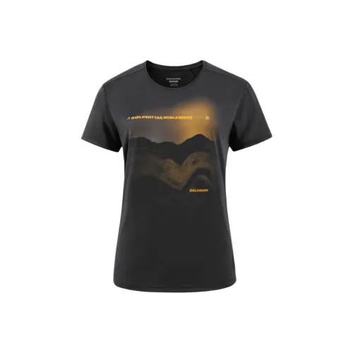 SALOMON SS25 Стандартная T-рубашка Женская Темно-черная