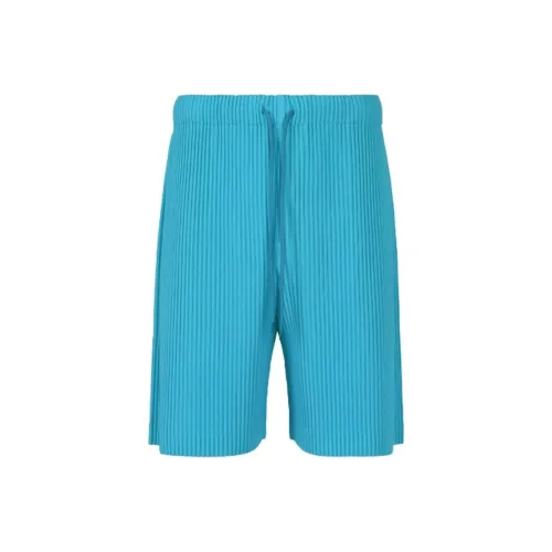 Homme Plissé Issey Miyake SS24 Повседневные шорты Мужские Бирюзовый Синий