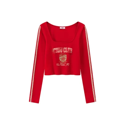 CHUU T-Shirt Женская Винтажный Красный