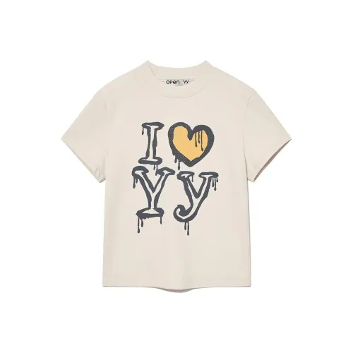 OPEN YY T-Shirt Женская Бежевая Бежевая
