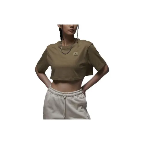 Jordan Sport Рукав с спущенным плечом T-рубашка Женская Оливковая