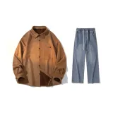Set (Caramel Shirt + Vintage Blue Jeans)  
Комплект (Карамельная рубашка + винтажные синие джинсы)