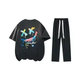 Комплект одежды (Тауповый топ + Черные повседневные штаны)