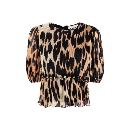 GANNI Коричневые Женские Футболки