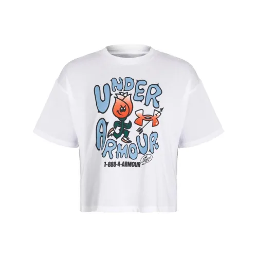 Under Armour Рукав с оборванным плечом T-рубашка Женская Белая