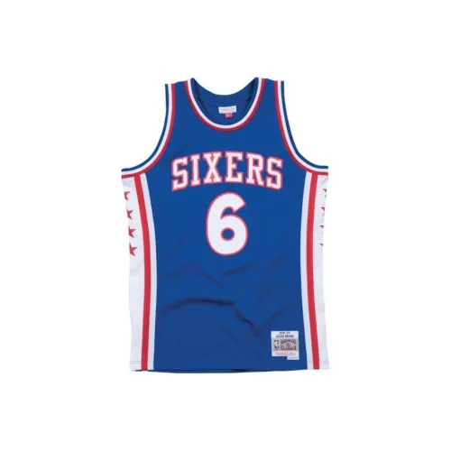 Mitchell Ness Синий Мужская баскетбольная футболка