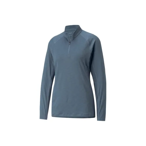 PUMA YouV Quarter Zip GOLF Пуловер Женские T Рубашка Женские Синий Серый