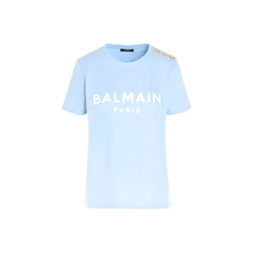 BALMAIN Светло-синие Женские футболки