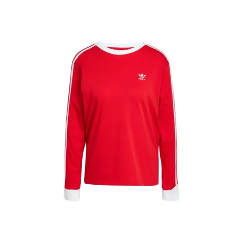 Adidas Originals ADICOLOR 3 STRIPES Рукав с оборкой T-рубашка Женская Красная