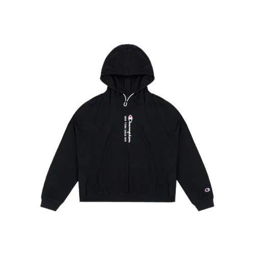 Champion Straight Fit Длинный рукав Т-рубашка Женская Черная