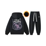 Флисовая подкладка, термический черный свитшот комплект