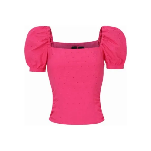 PINKO FW23 Буф-рукав Т-рубашка Женская Розовая