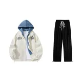 Комплект одежды (Белый и синий топ + Черные штаны)