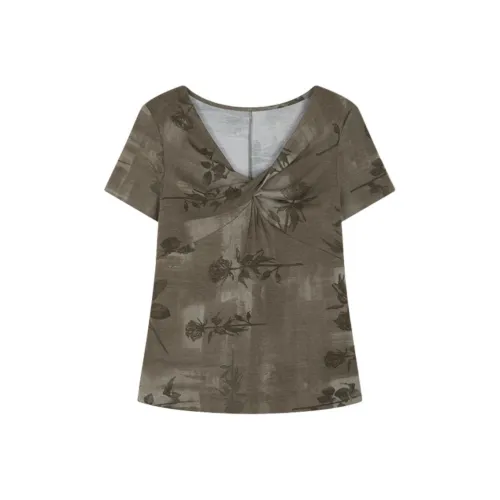 Mo Han Yi Mei T Рубашка Женская Серая Зеленая