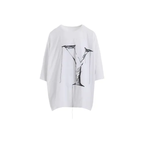 Yohji Yamamoto Экрю Женские T-рубашки