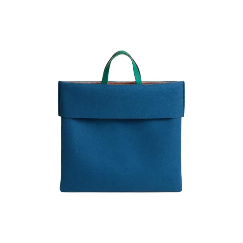 HERMES Хлопок Телячья кожа Сумка Женская Синий и Зеленый