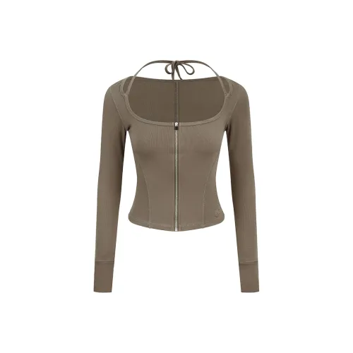 Ariseism Стандартный дизайн Длинный рукав Рубашка Осенняя зимняя новинка Внутренний слой Топ Облегающий крой Базовый слой Женский