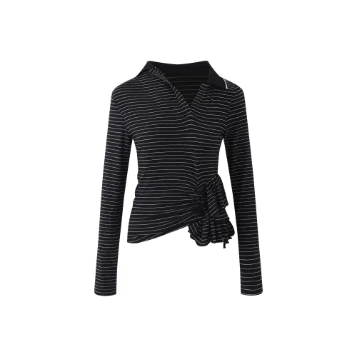 RUNTOTHEFUTURE T-Shirt Женская Черно-Белая Полосатая